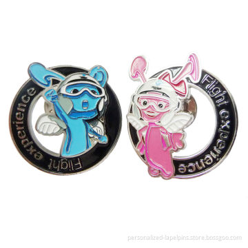 Cartoon Logo Painted Personalized Lapel Pins Nickel Plated